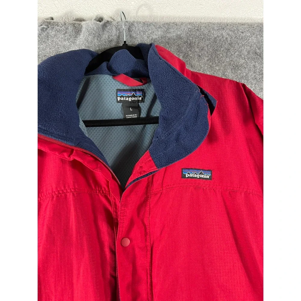 Vintage Patagonia Full Zip Mesh Lined Fleece Collar Jacket Men Large Red Outdoor